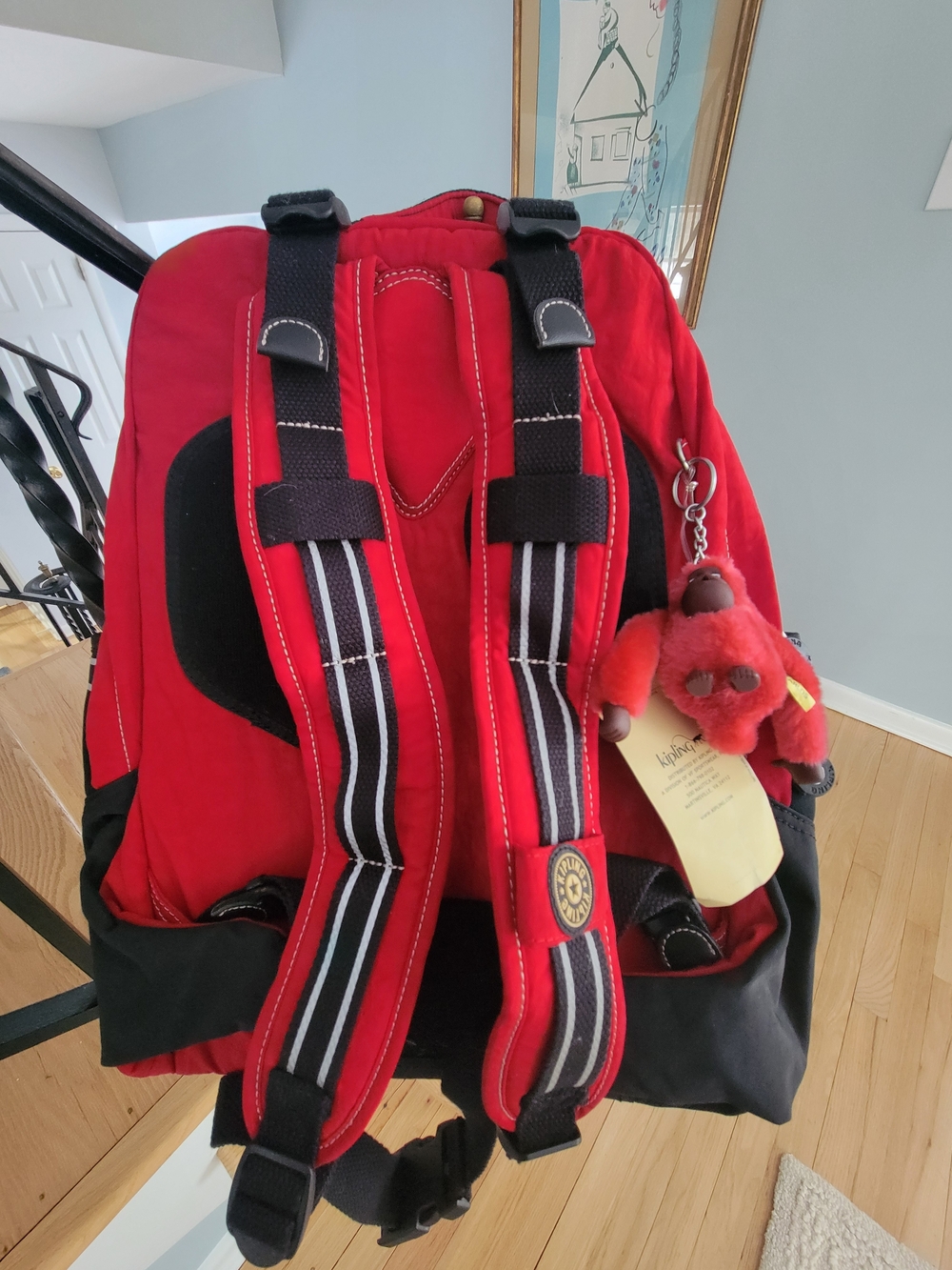 Kipling Red Canvas Backpack with Front Zip Pocket - Brand NEW - Picture 4 of 4
